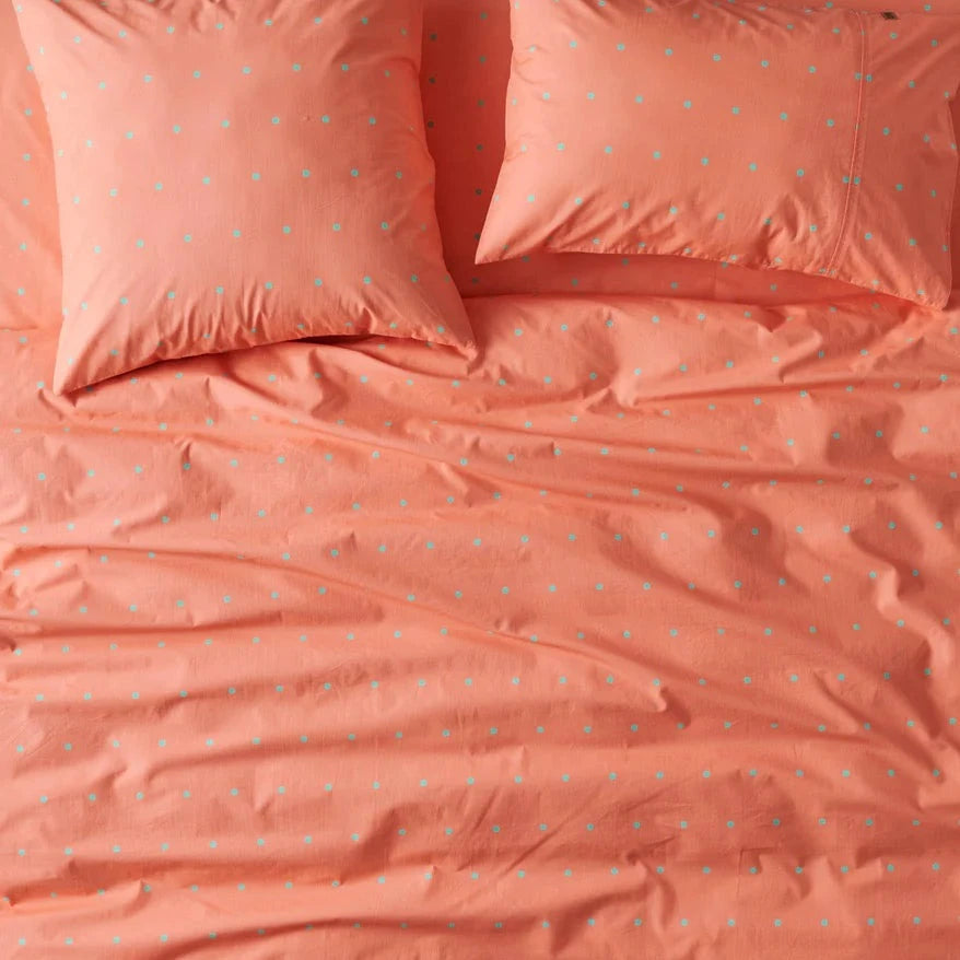 Polkadot Peachy Organic Cotton European Pillowcases Set