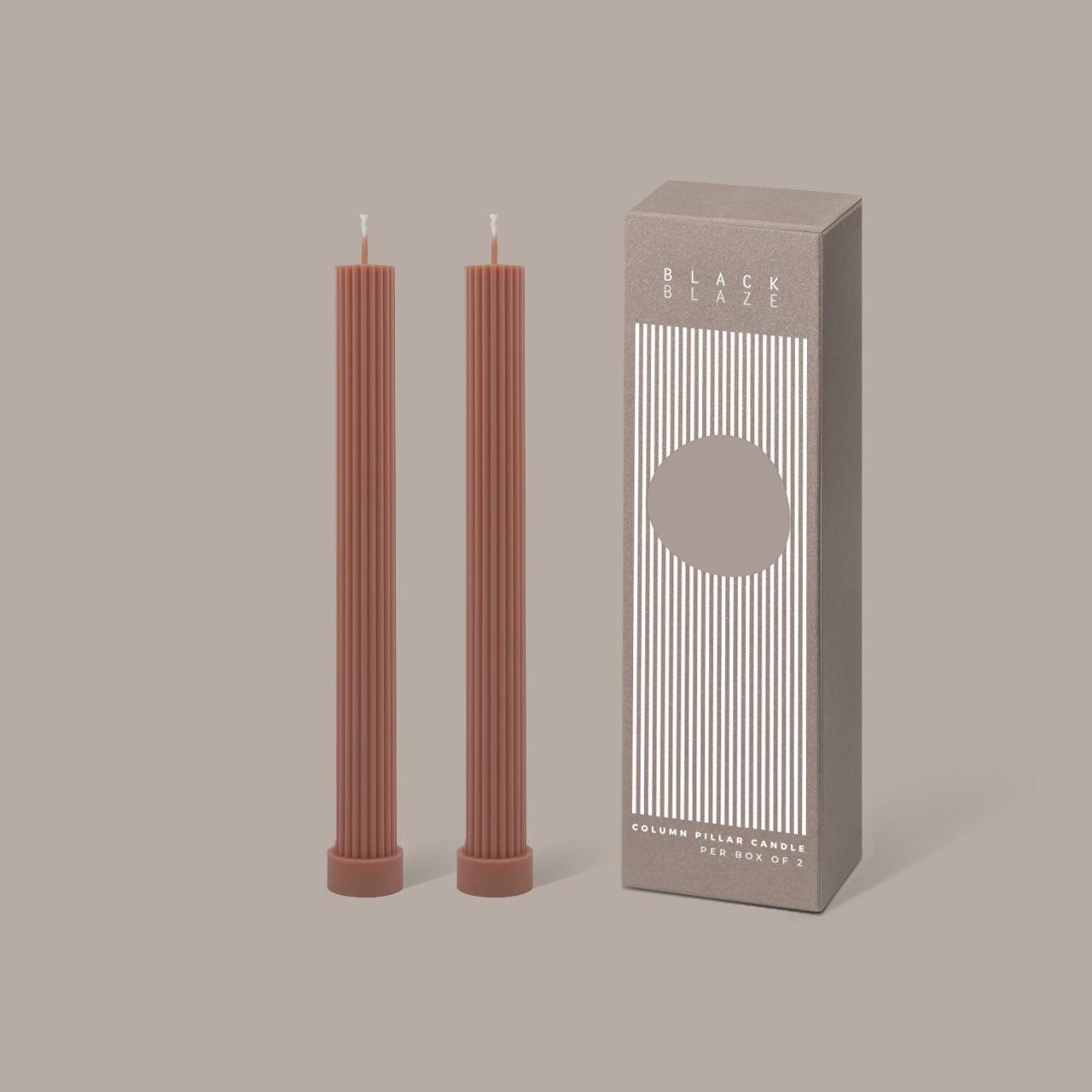 Column Pillar Candle Duo - Peach