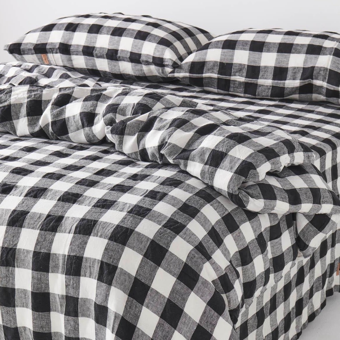 Black & White Gingham Linen Valance