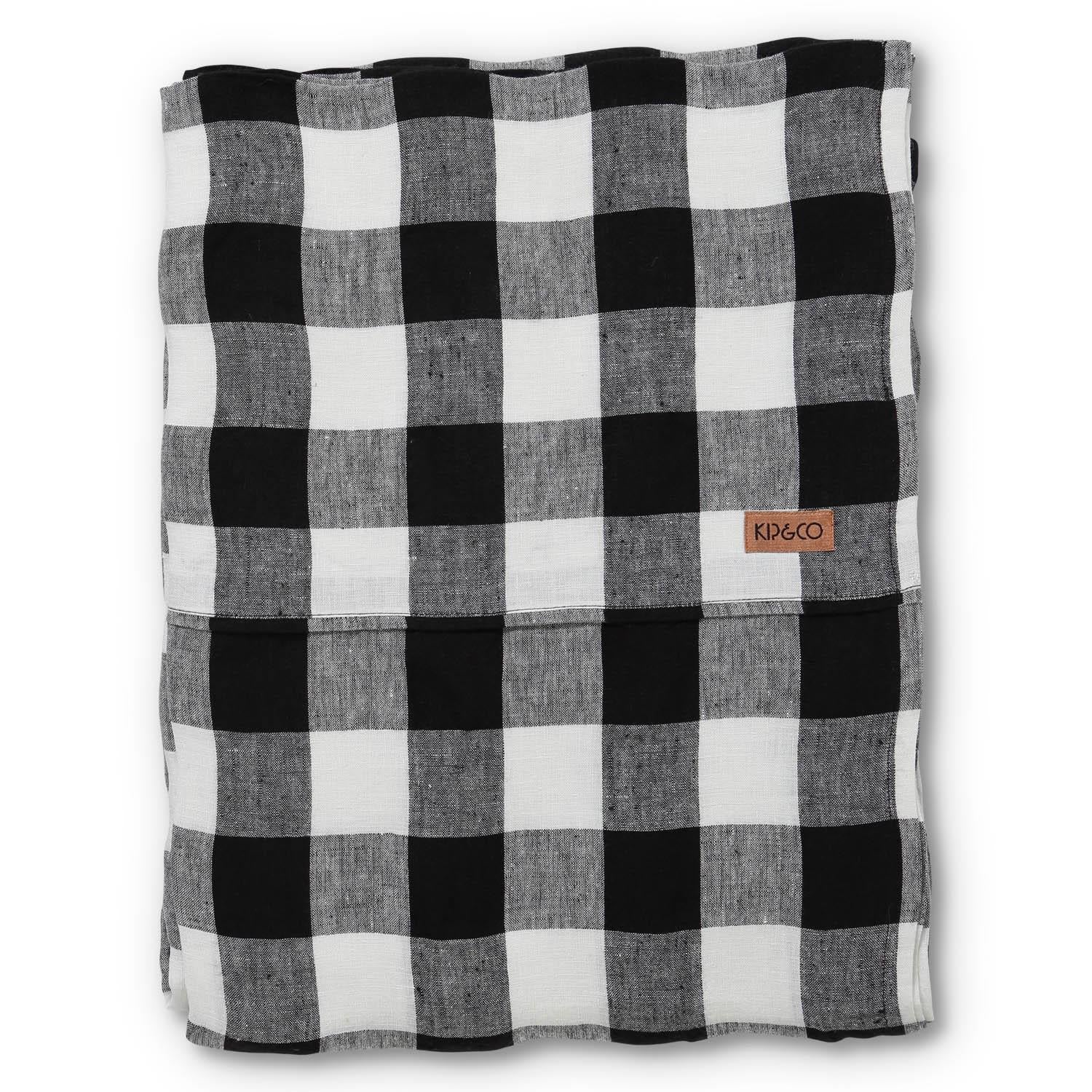 Black &amp; White Gingham Linen Flat Sheet