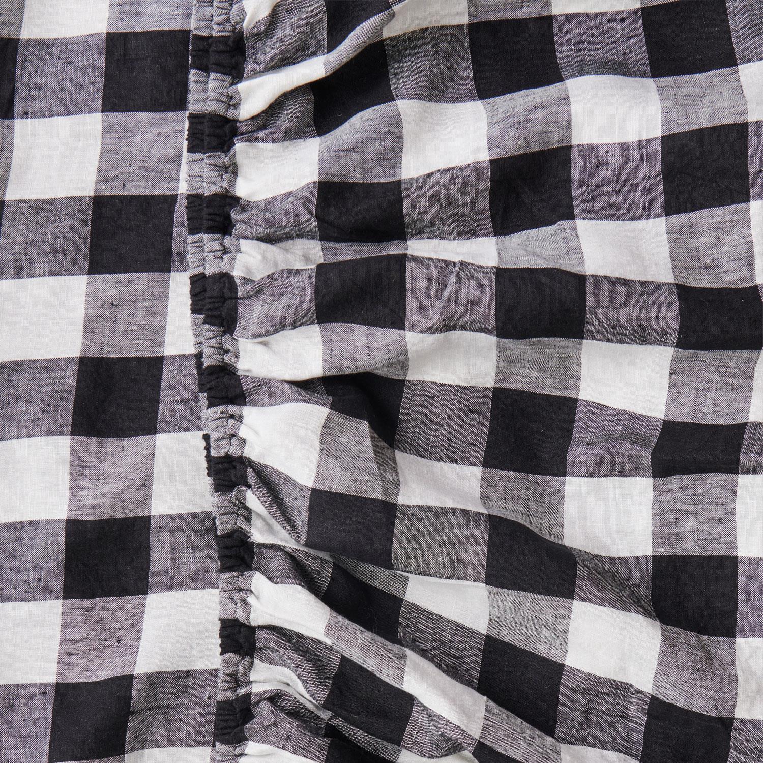 Black & White Gingham Linen Fitted Sheet