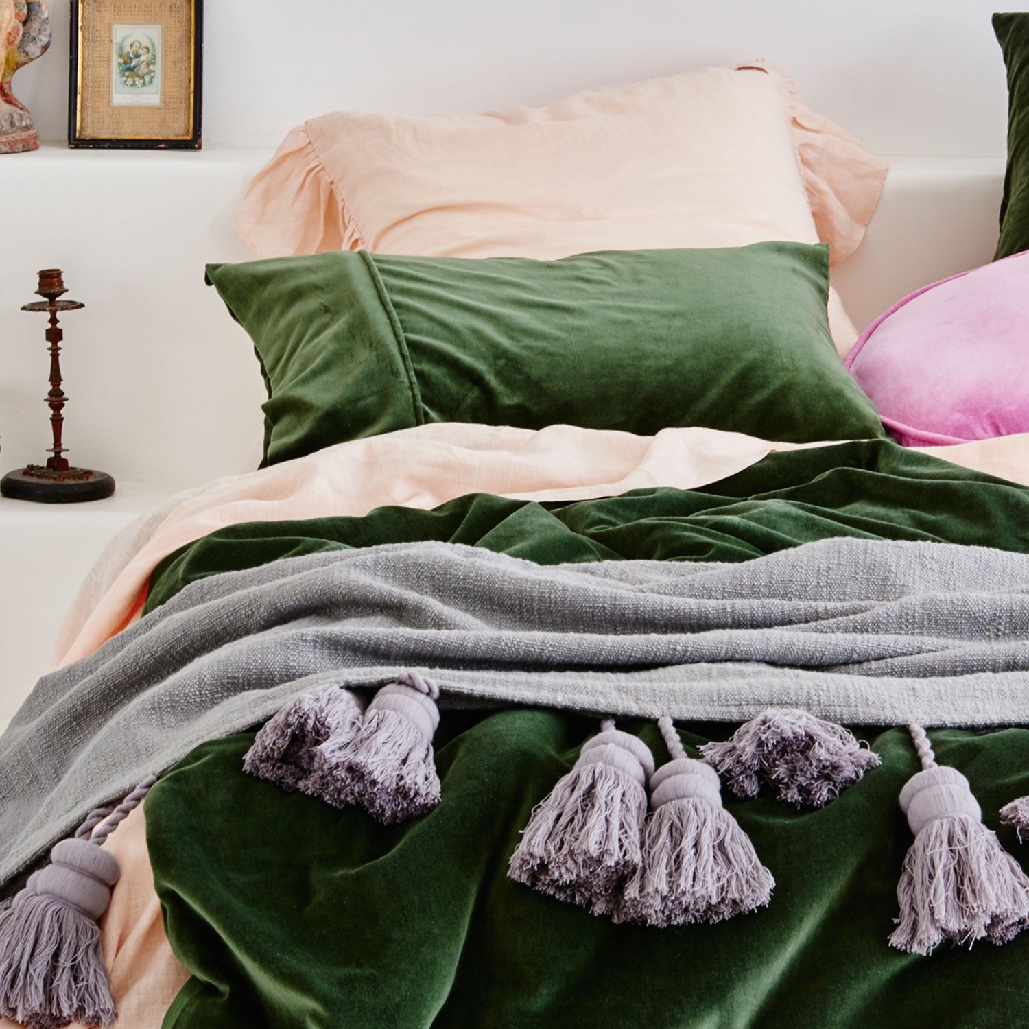 Kombu Green Velvet Pillowcase Set