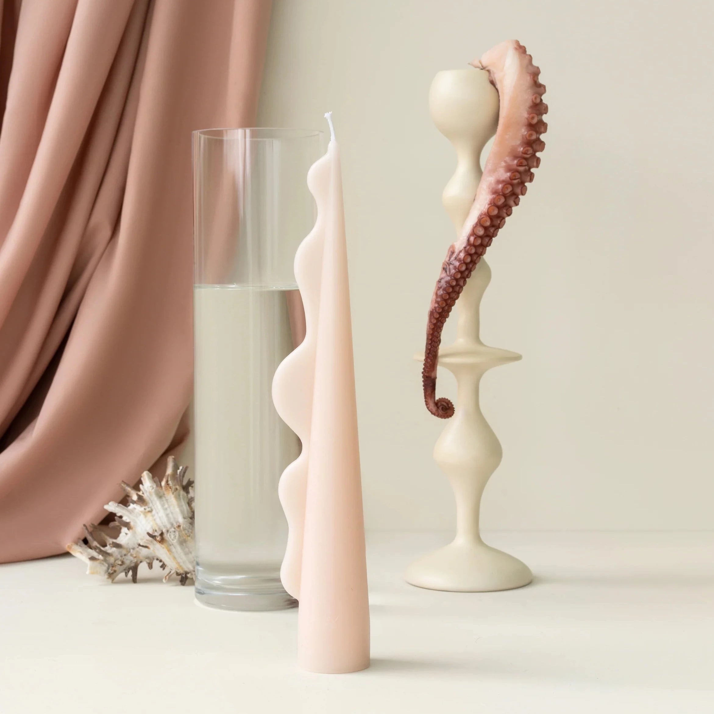 Seaweed Pillar Candle - Pink