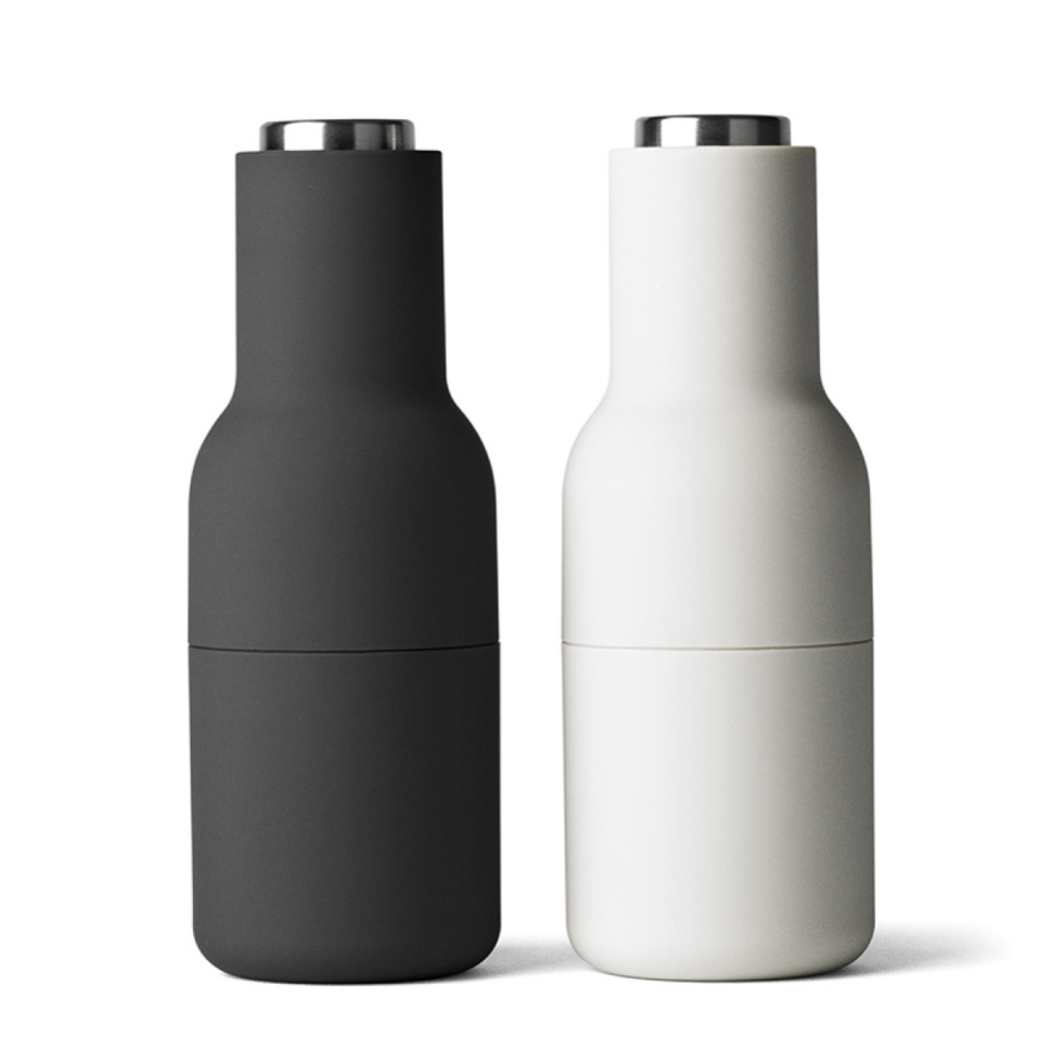 Salt and Pepper Bottle Grinders Set of 2 - Ash/Carbon With Steel Top