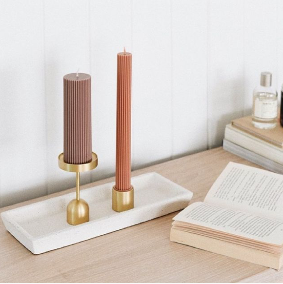 Wide Column Pillar Candle - Beige