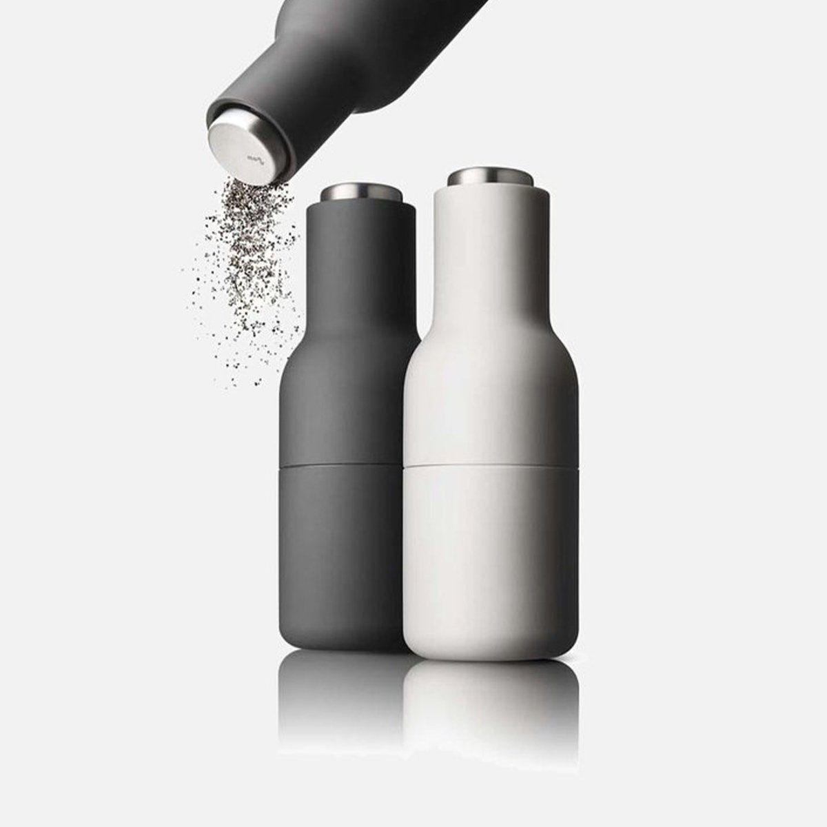 Salt and Pepper Bottle Grinders Set of 2 - Ash/Carbon With Steel Top