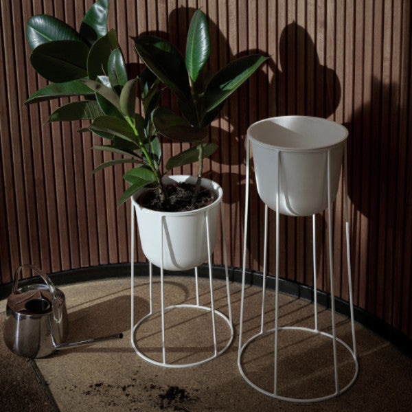 Wire Base + Flower Pot - White