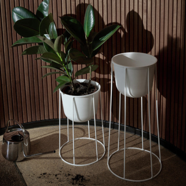 Wire Base + Flower Pot  - White