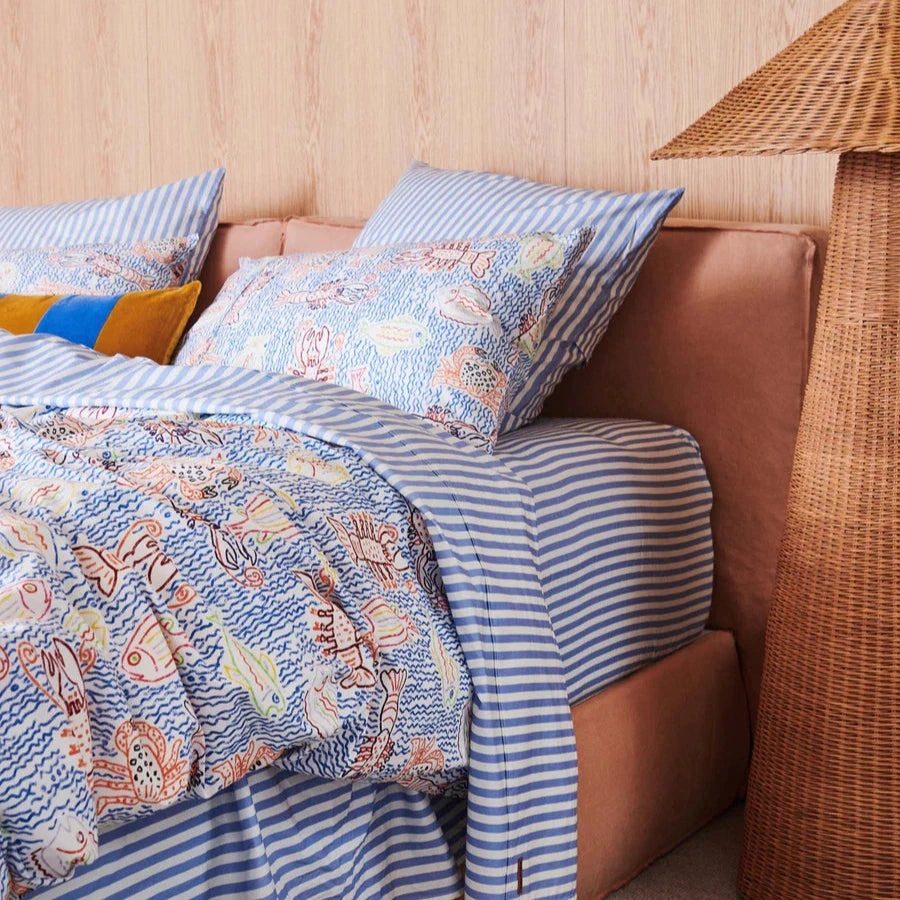 Seaside Stripe Organic Cotton Fitted Sheet