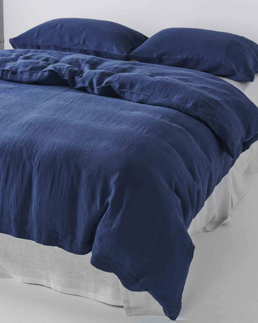 Indigo Blue Linen Quilt Cover