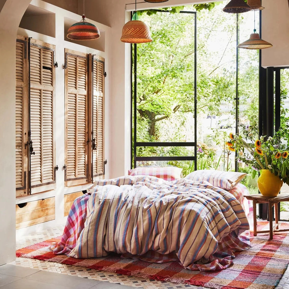 Summer Check Linen Flat Sheet