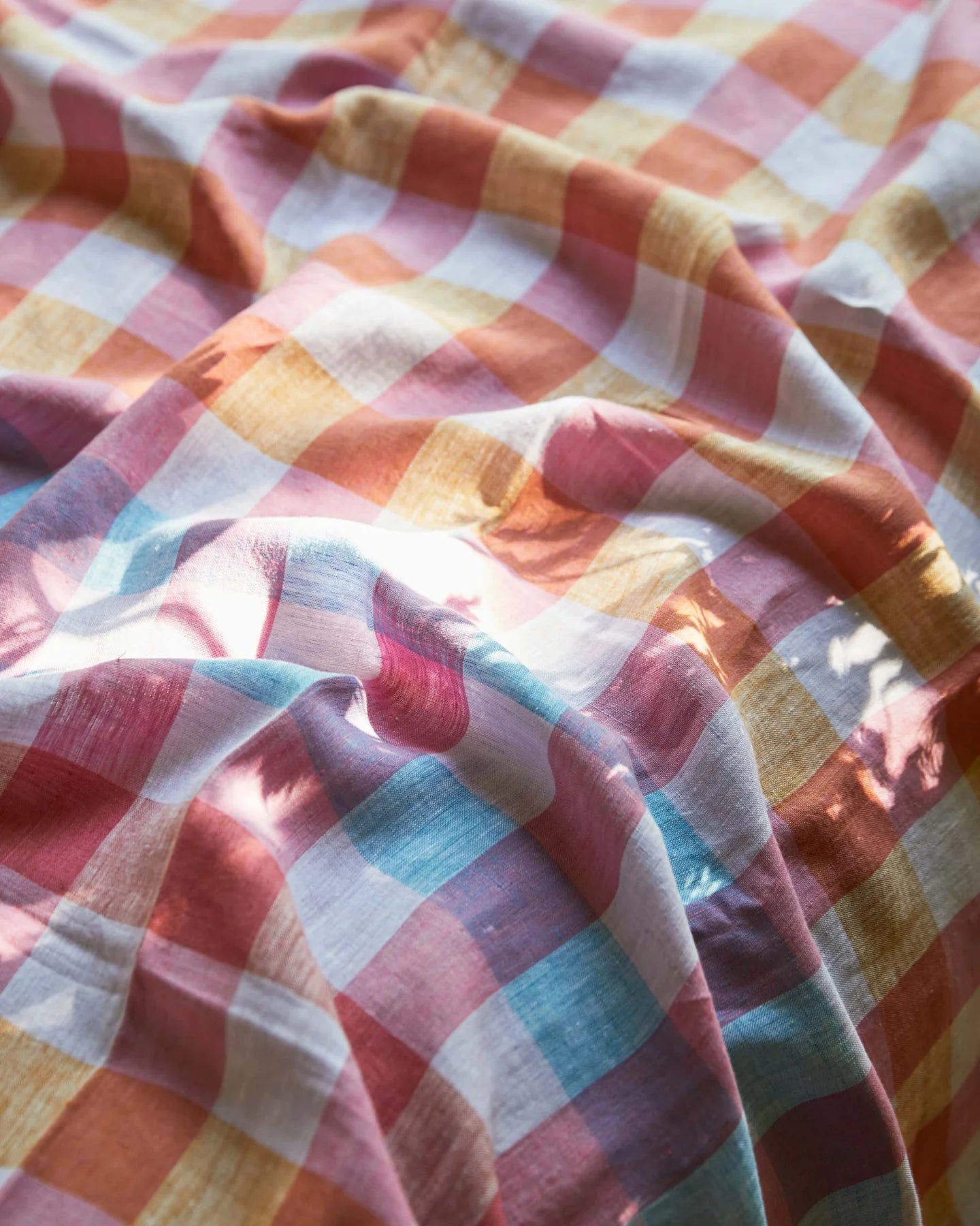 Summer Check Linen Quilt Cover
