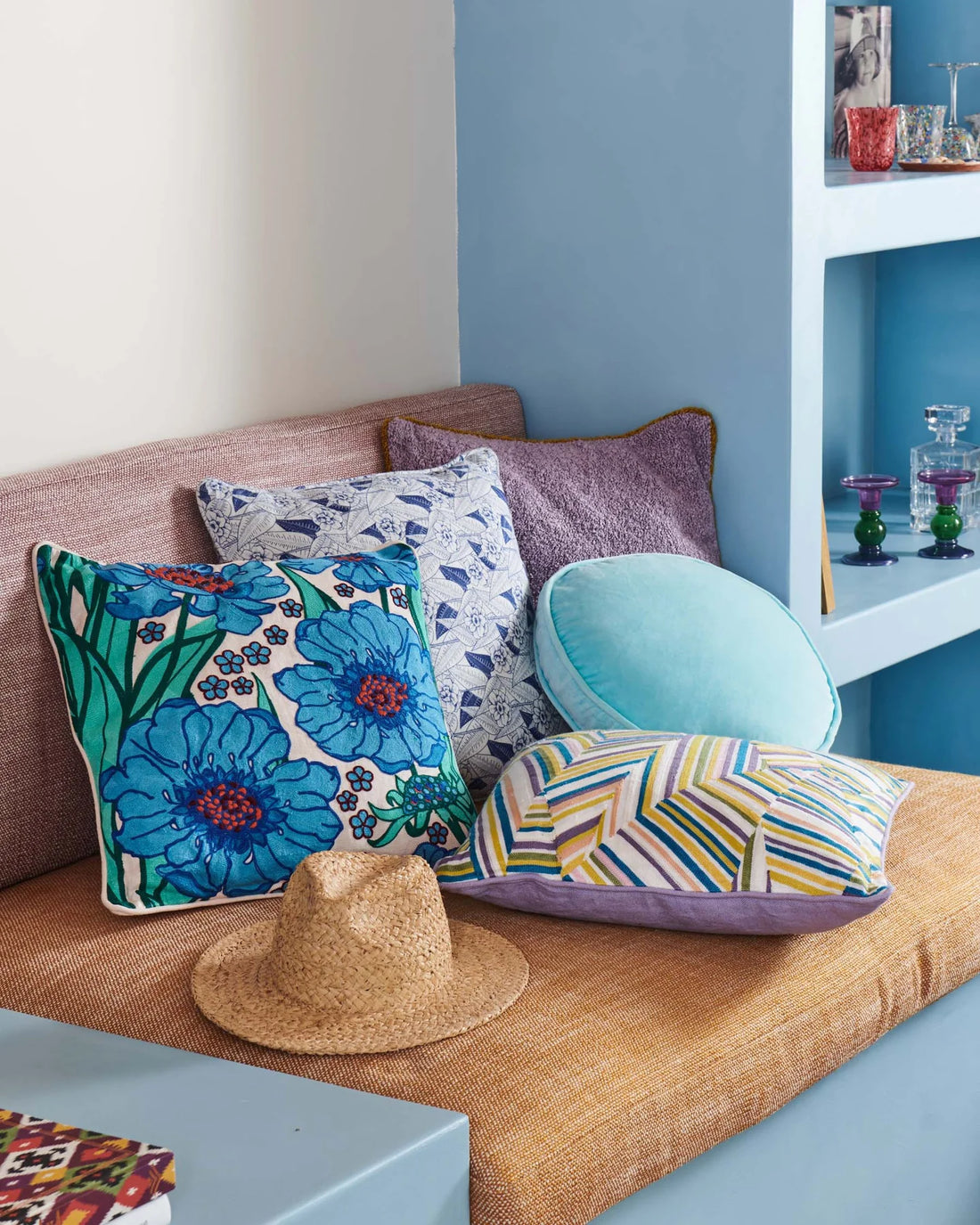 Tumbling Flowers Embroidery Cushion