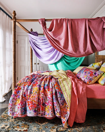 Full Bloom Reversible Linen Quilted Pillowcases 2P Std Set