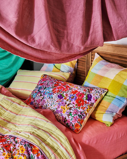 Full Bloom Reversible Linen Quilted Pillowcases 2P Std Set