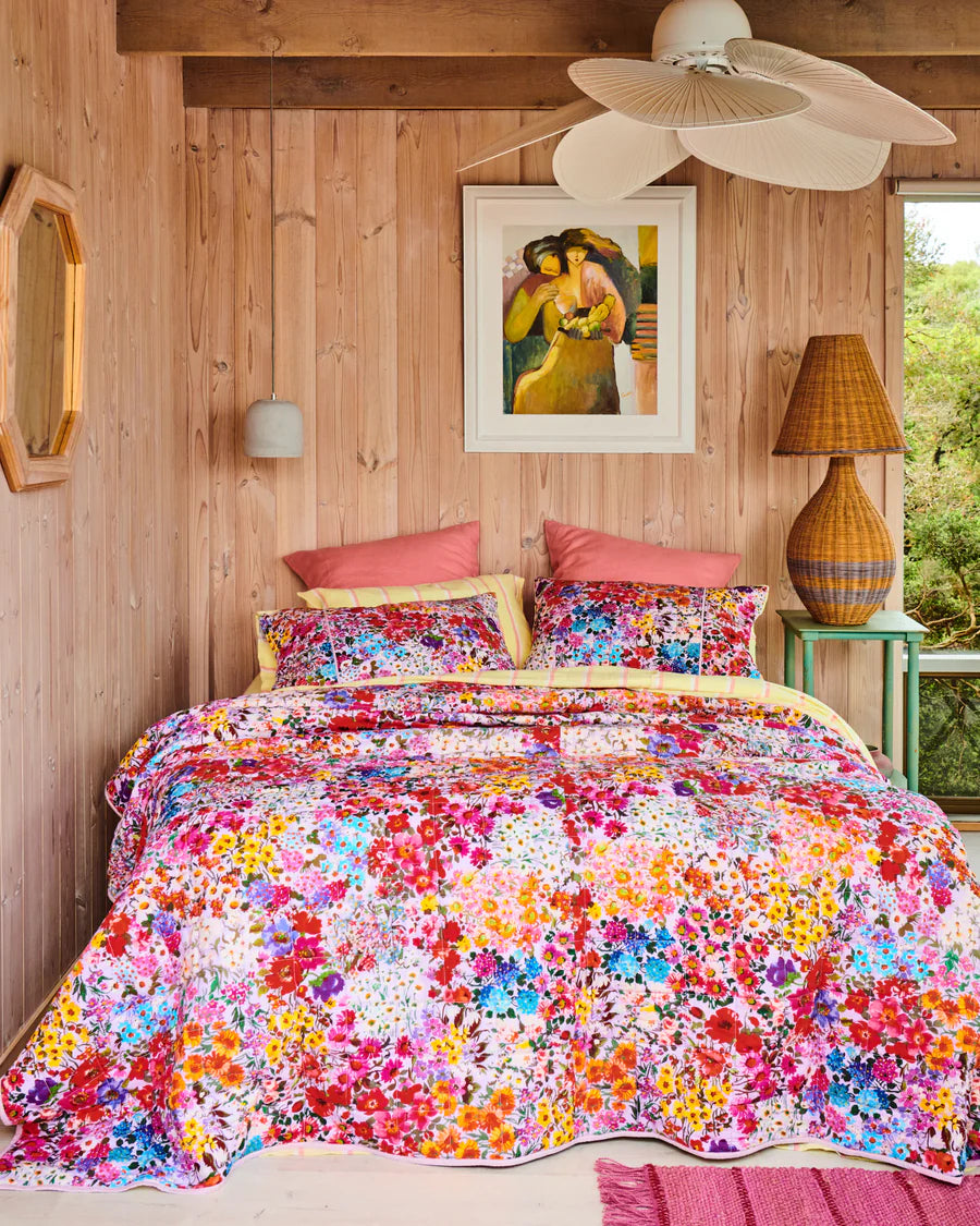 Full Bloom Reversible Linen Quilted Pillowcases 2P Std Set