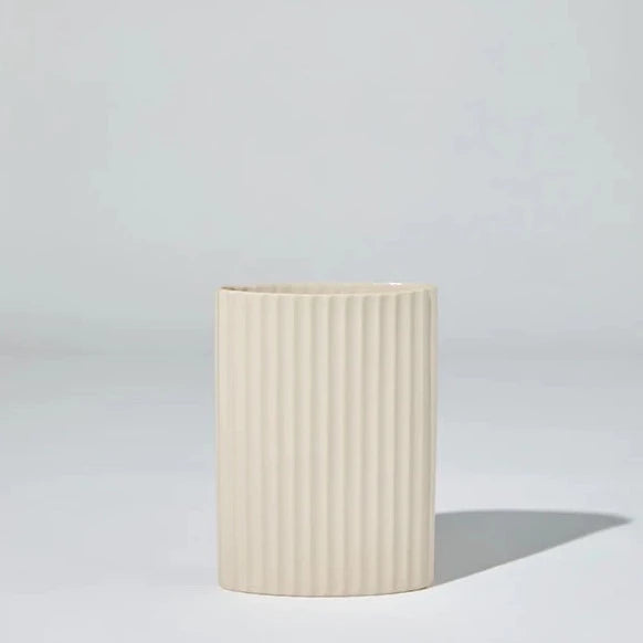 Ripple Oval Vase Chalk - Medium