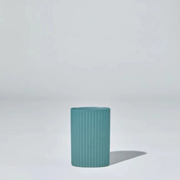 Ripple Oval Vase Steel Blue - Small