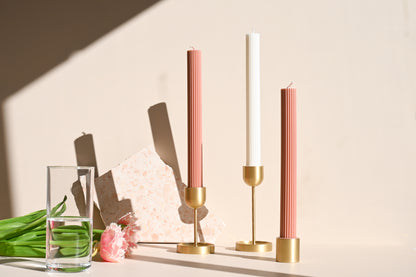 Column Pillar Candle Duo - Peach