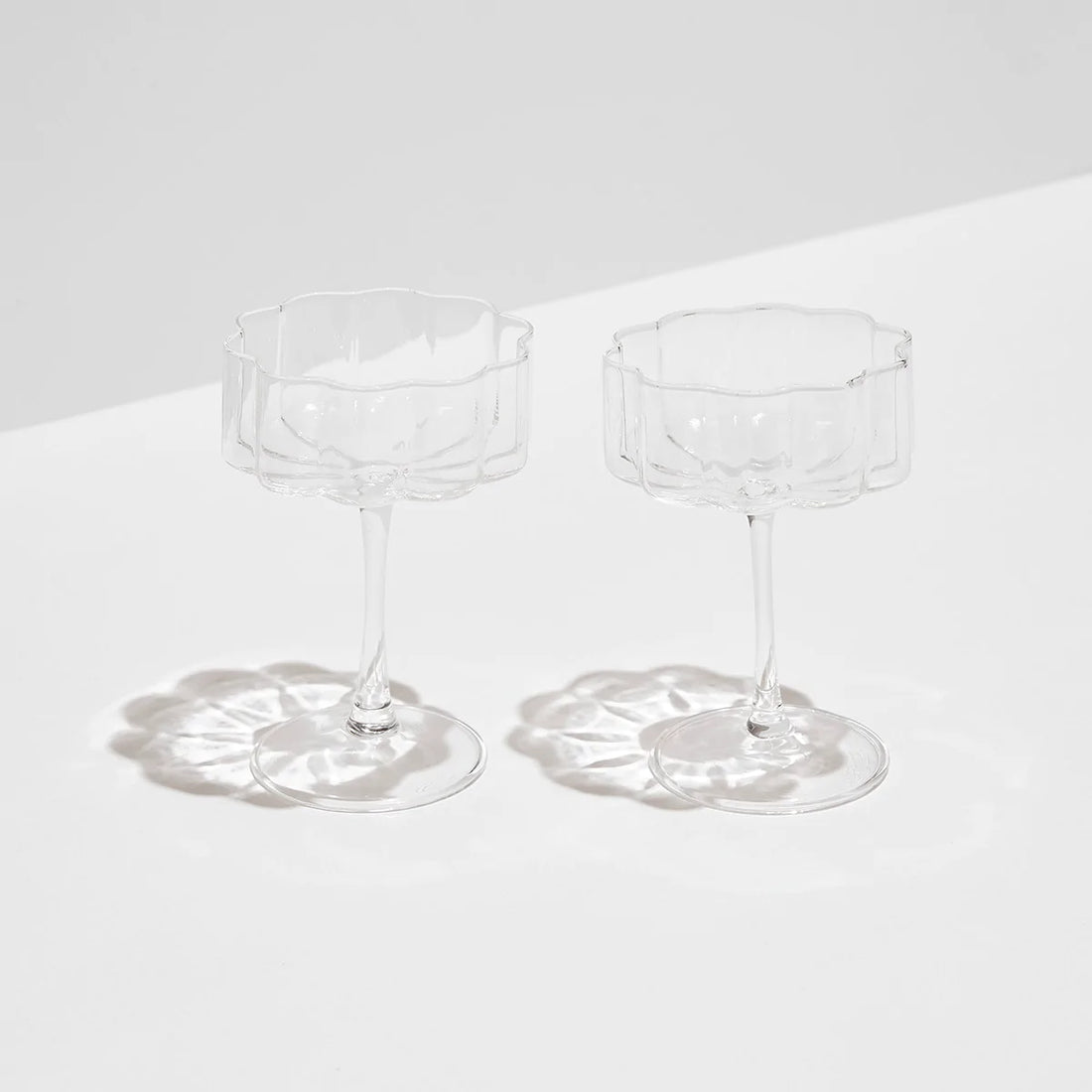 Two Wave Coupe Glasses - Clear