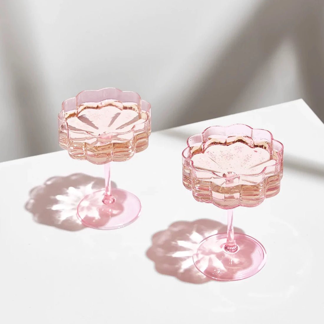 Two Wave Coupe Glasses - Pink