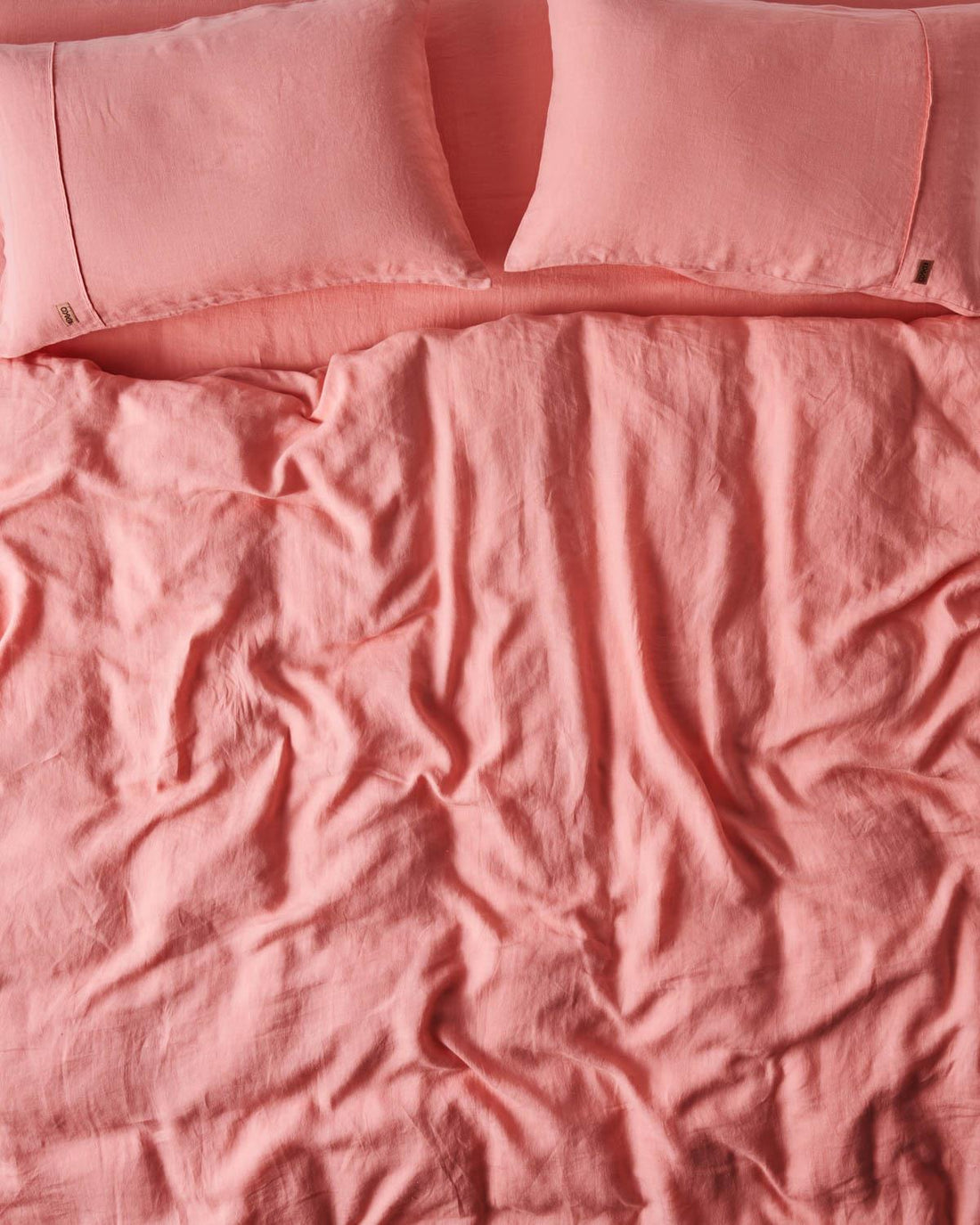 Coral Linen Pillowcase Set