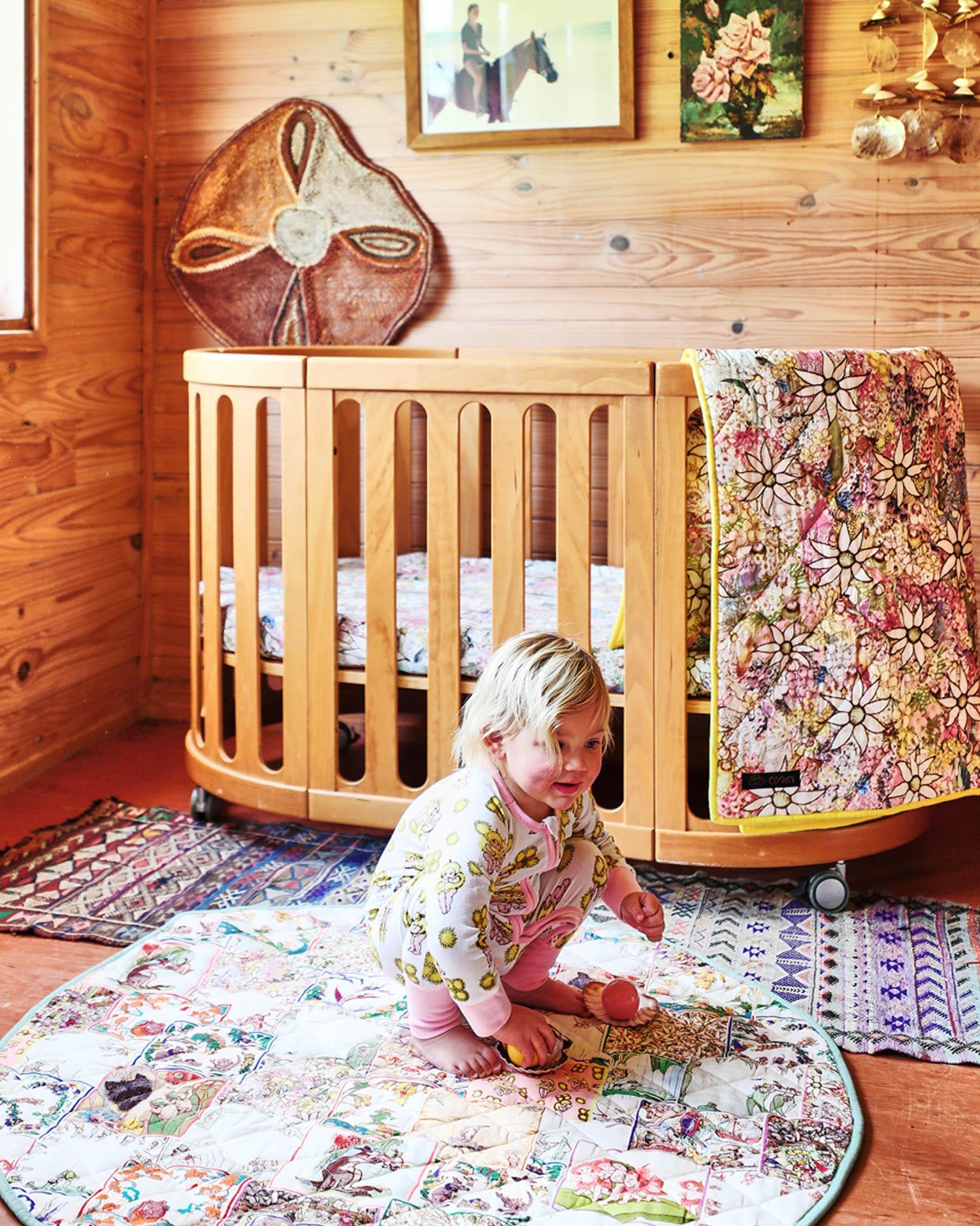 May Gibbs - Flora &amp; Fauna Organic Cotton Quilted Cot Bedspread
