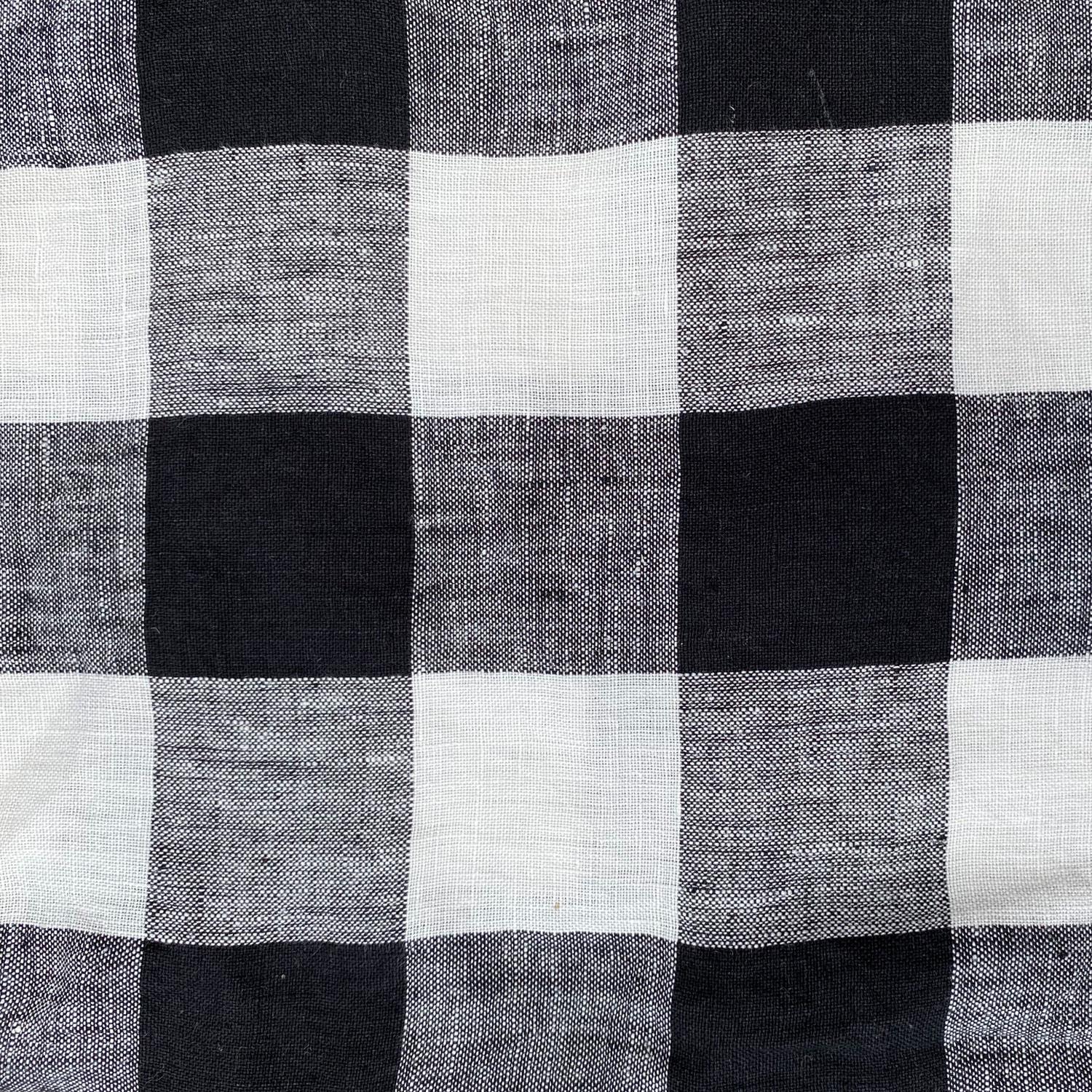 Black &amp; White Gingham Linen Flat Sheet