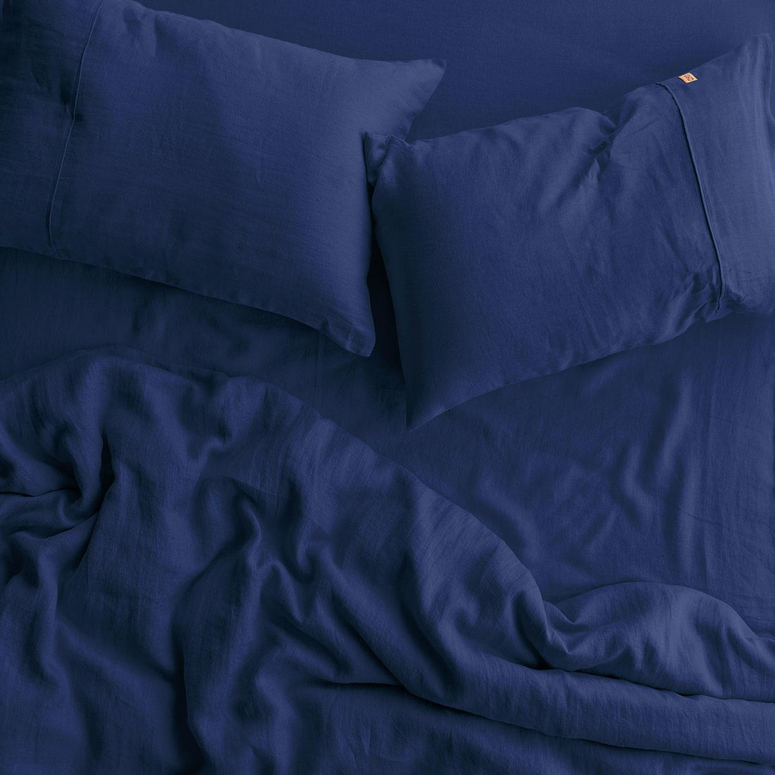 Indigo Blue Linen Fitted Sheet