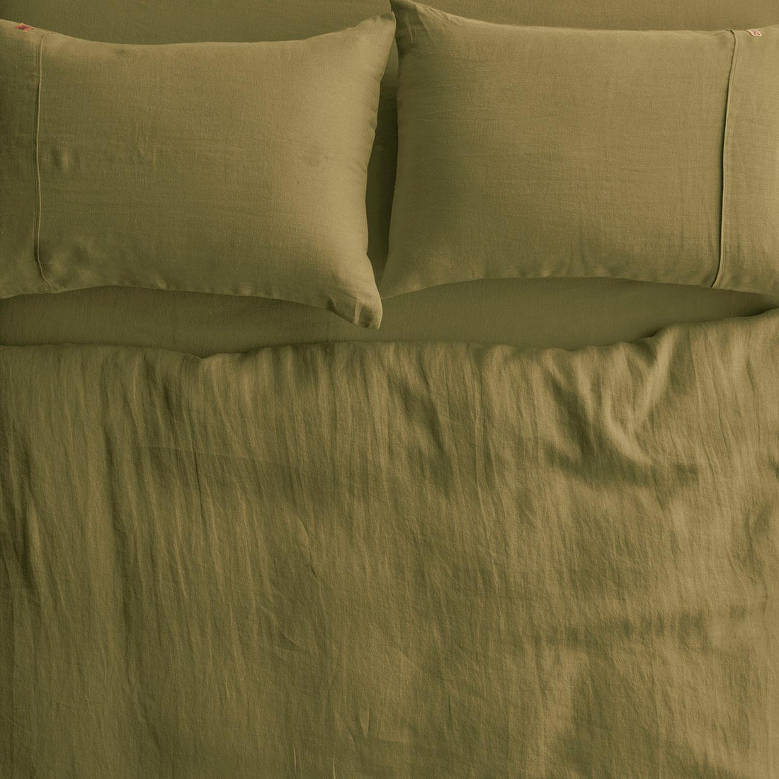 Olive Linen Pillowcase Set
