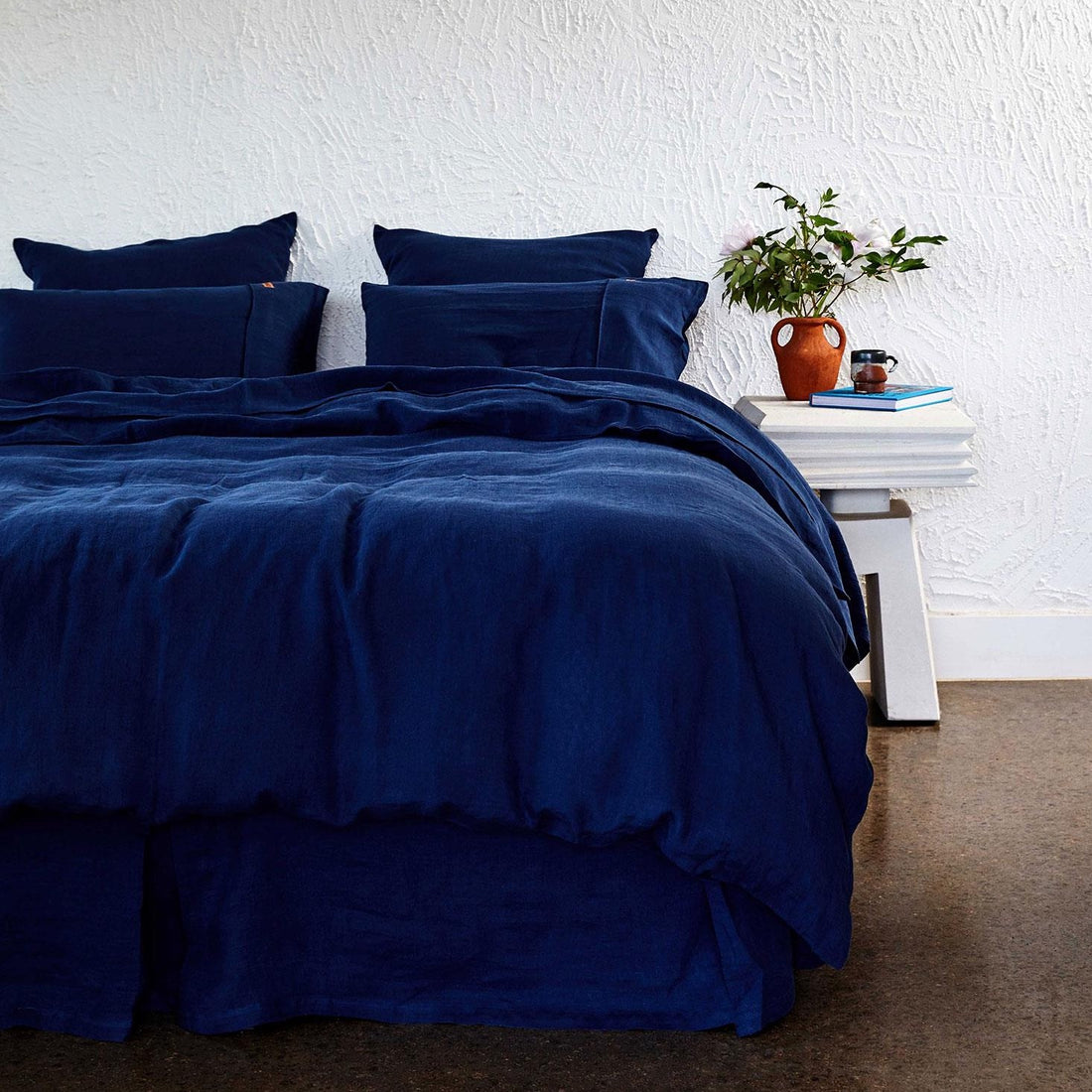 Indigo Blue Linen Valance