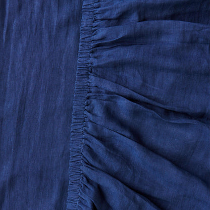 Indigo Blue Linen Fitted Sheet