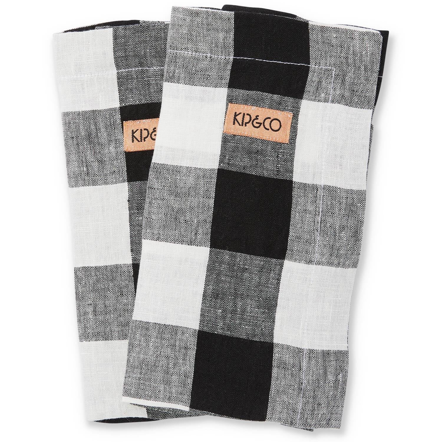 Linen Napkin Set - Black &amp; White Gingham