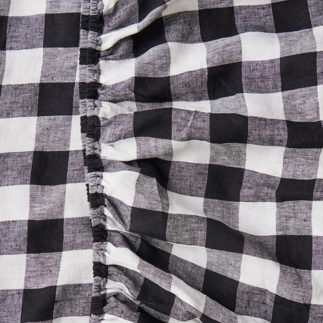 Black & White Gingham Linen Fitted Sheet