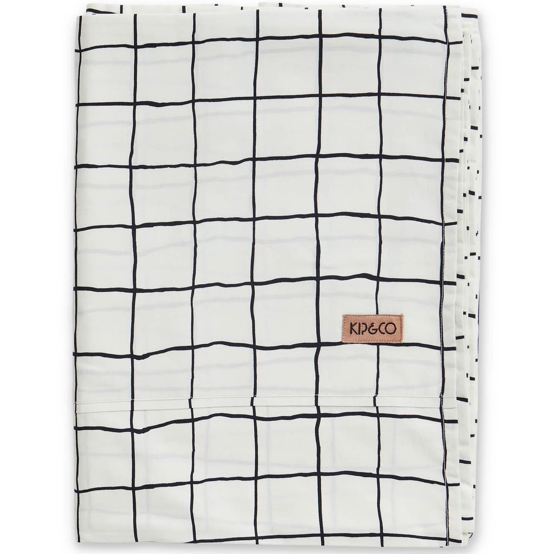 Check 1-2 White &amp; Black Organic Cotton Flat Sheet