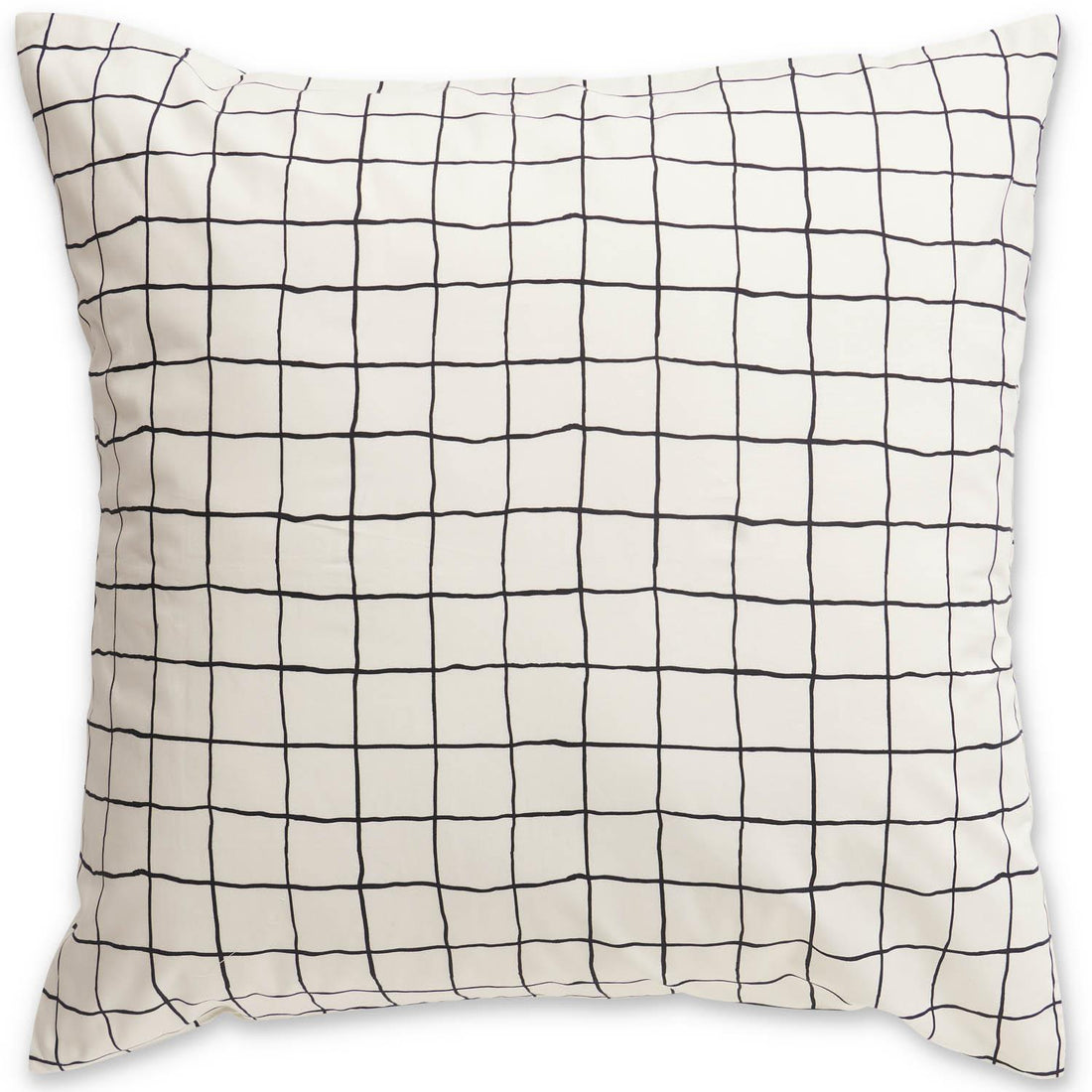 Check 1-2 White &amp; Black Organic Cotton European Pillowcase