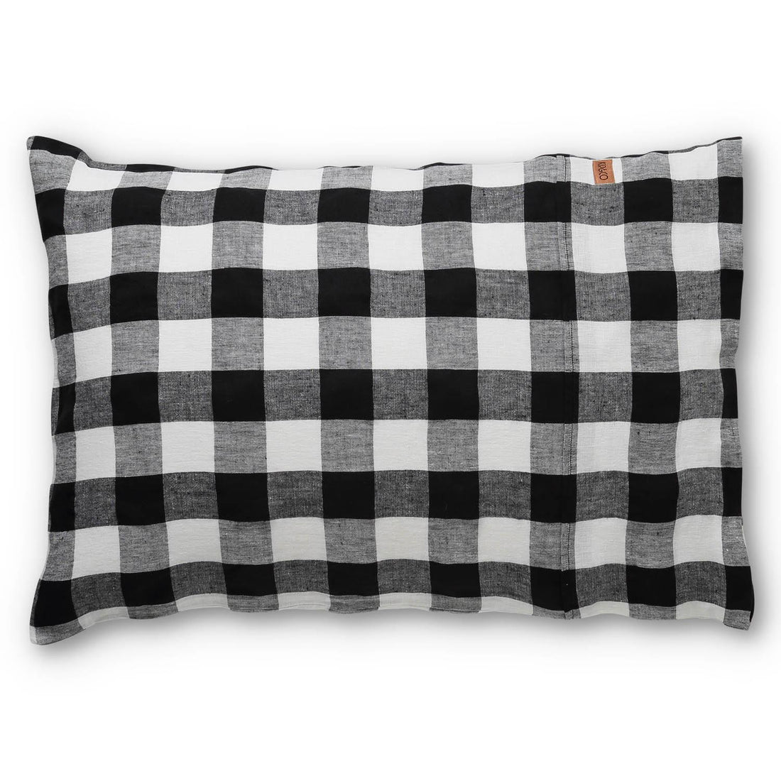 Black &amp; White Gingham Linen Pillowcase Set