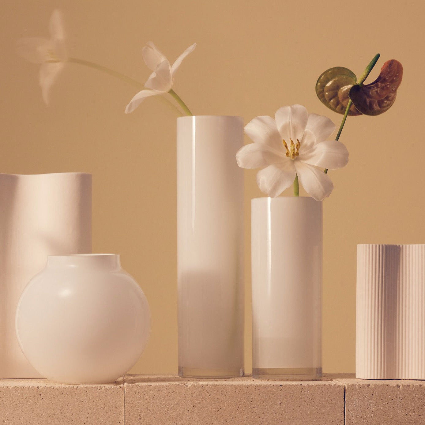 Opal Pillar Vase White - Medium