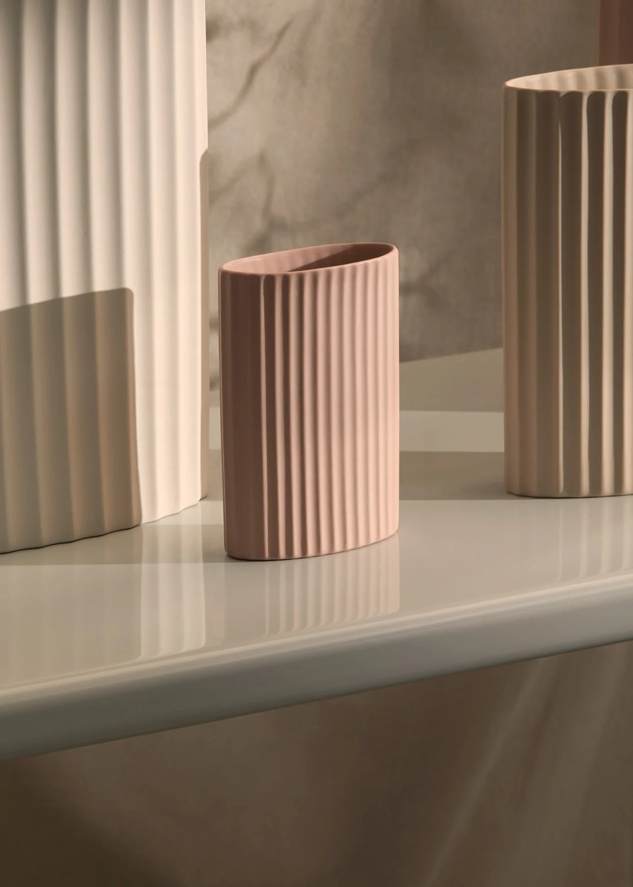 Ripple Oval Vase Icy Pink - Medium