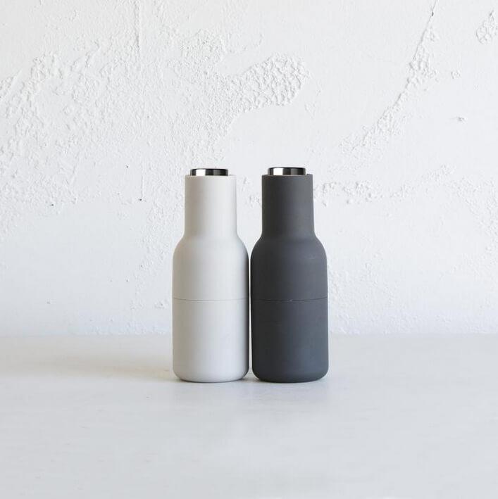Salt and Pepper Bottle Grinders Set of 2 - Ash/Carbon With Steel Top