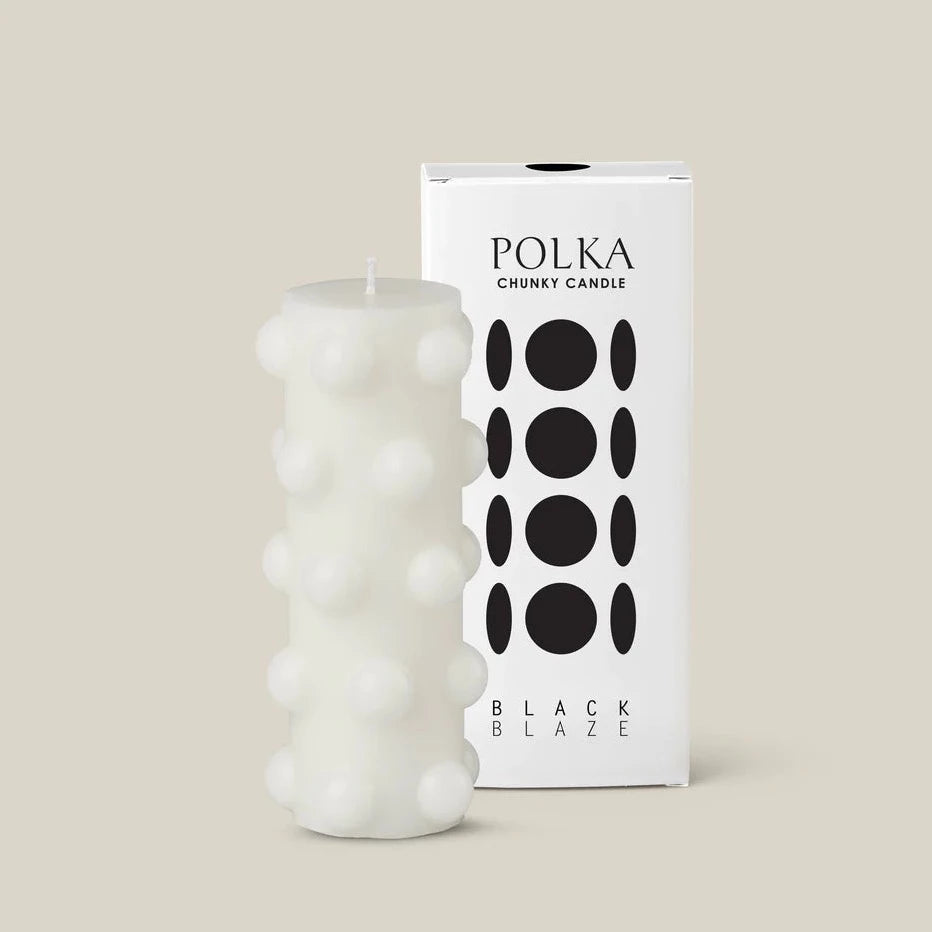 Polka Chunky Candle - White