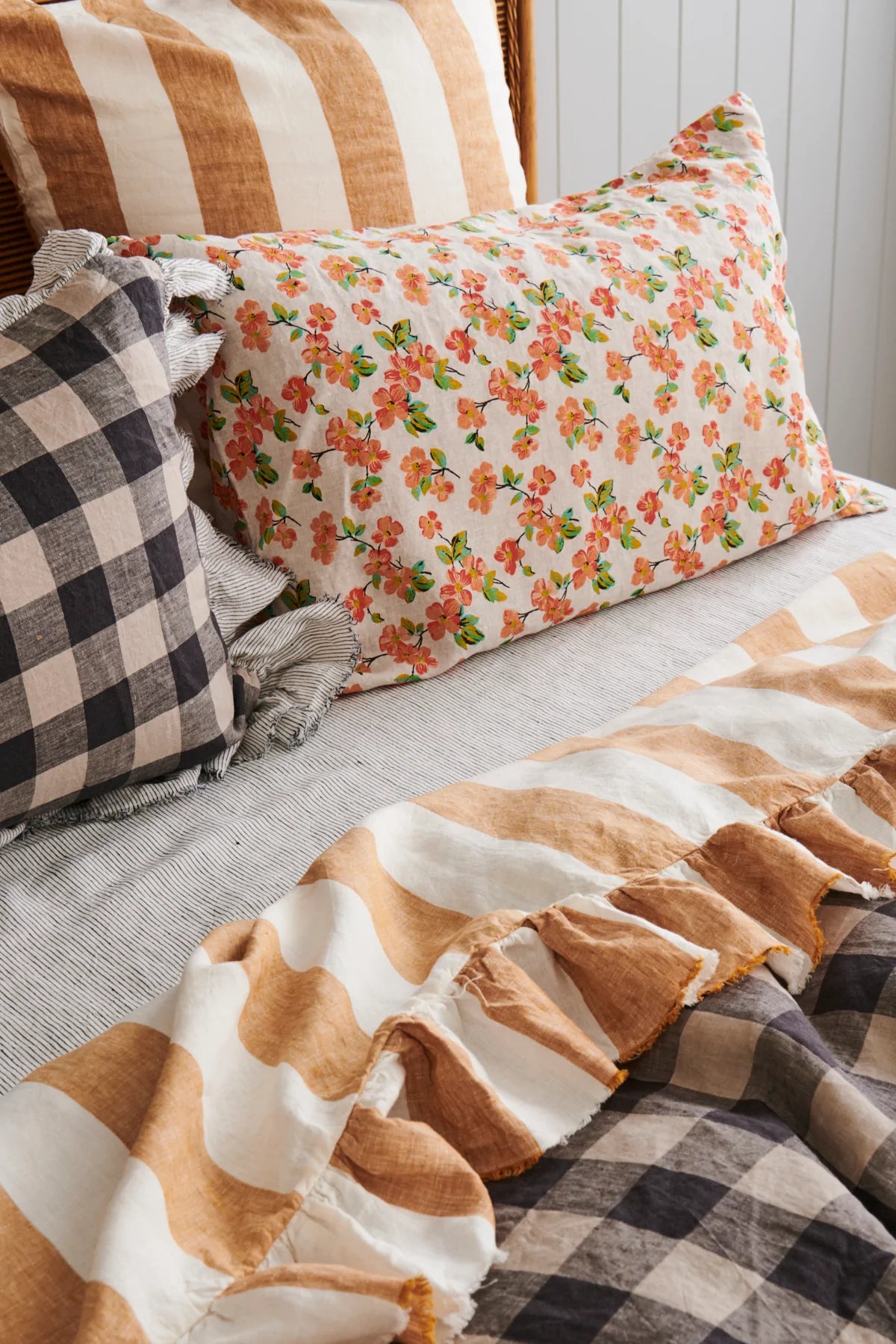 Turmeric Stripe Ruffle Flat Sheet