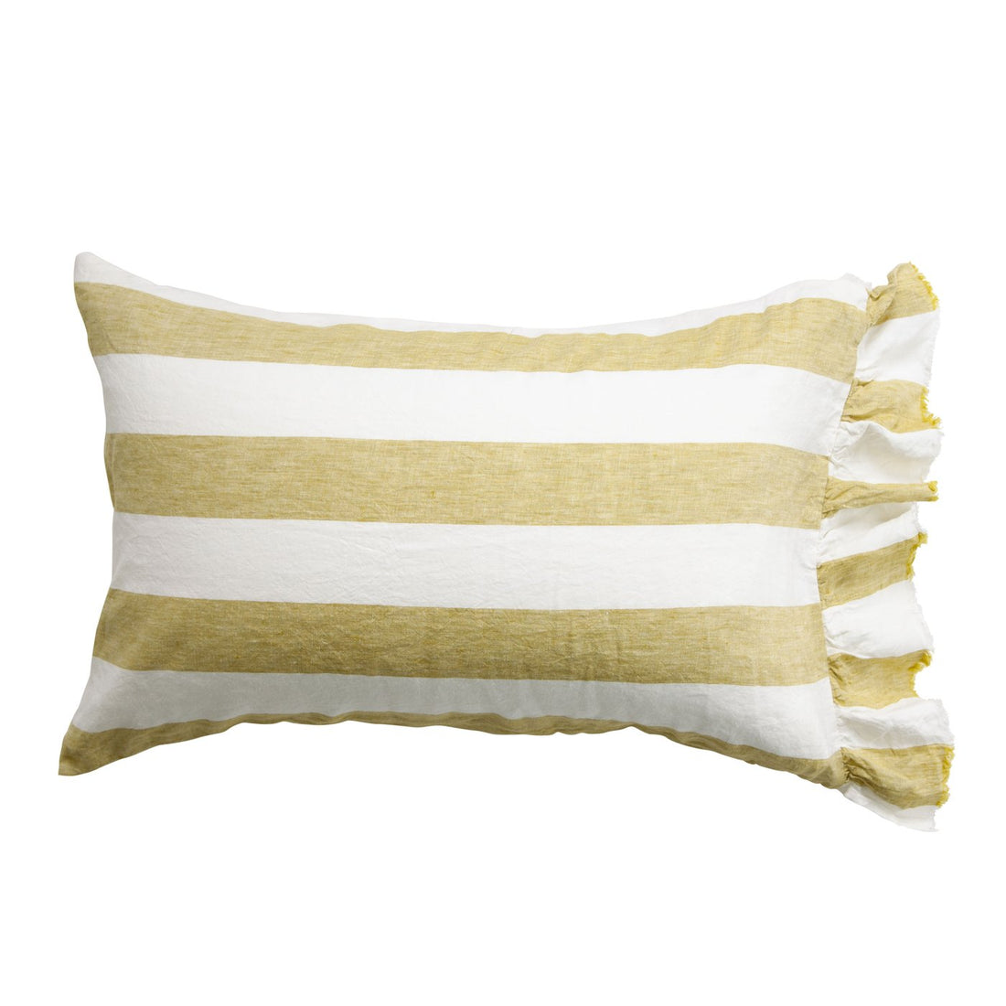 Kelp Stripe  Ruffle Pillowcase Set