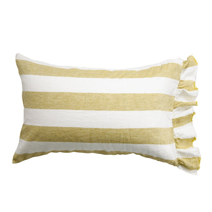 Kelp Stripe  Ruffle Pillowcase Set