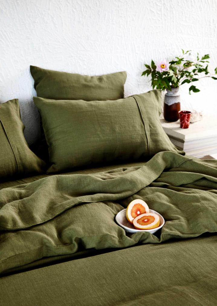 Olive Linen European Pillowcase