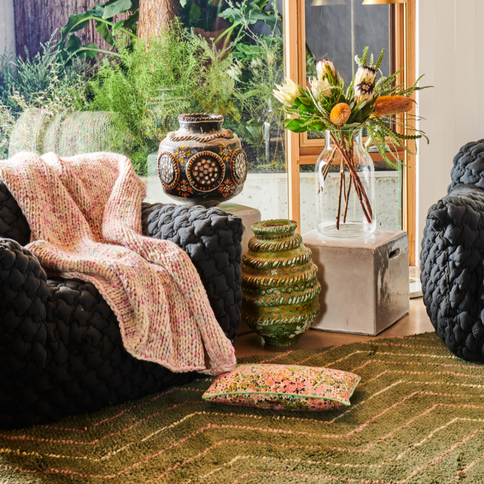 Coral Sea Chunky Knit Blanket Large