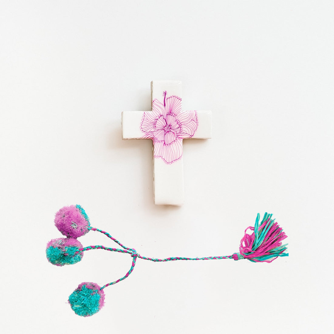 Nightflower Mini Cross Tile - Fuchsia