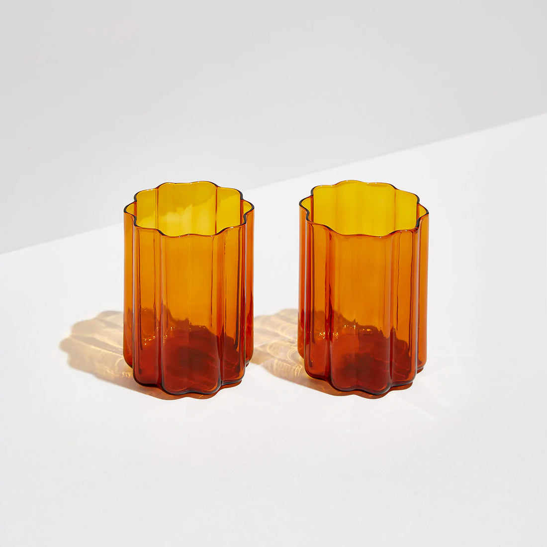 Two Wave Glasses - Amber