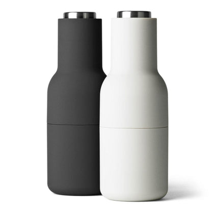Salt and Pepper Bottle Grinders Set of 2 - Ash/Carbon With Steel Top